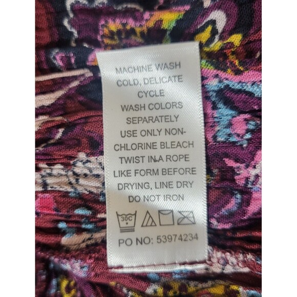 New 3X 30/32 Crinkled Flutter Maxi Dress Paisley Boho Festival Purple Floral - Picture 7 of 9